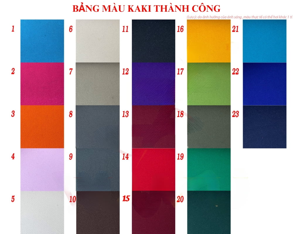 Bảng màu Vải kaki thành công